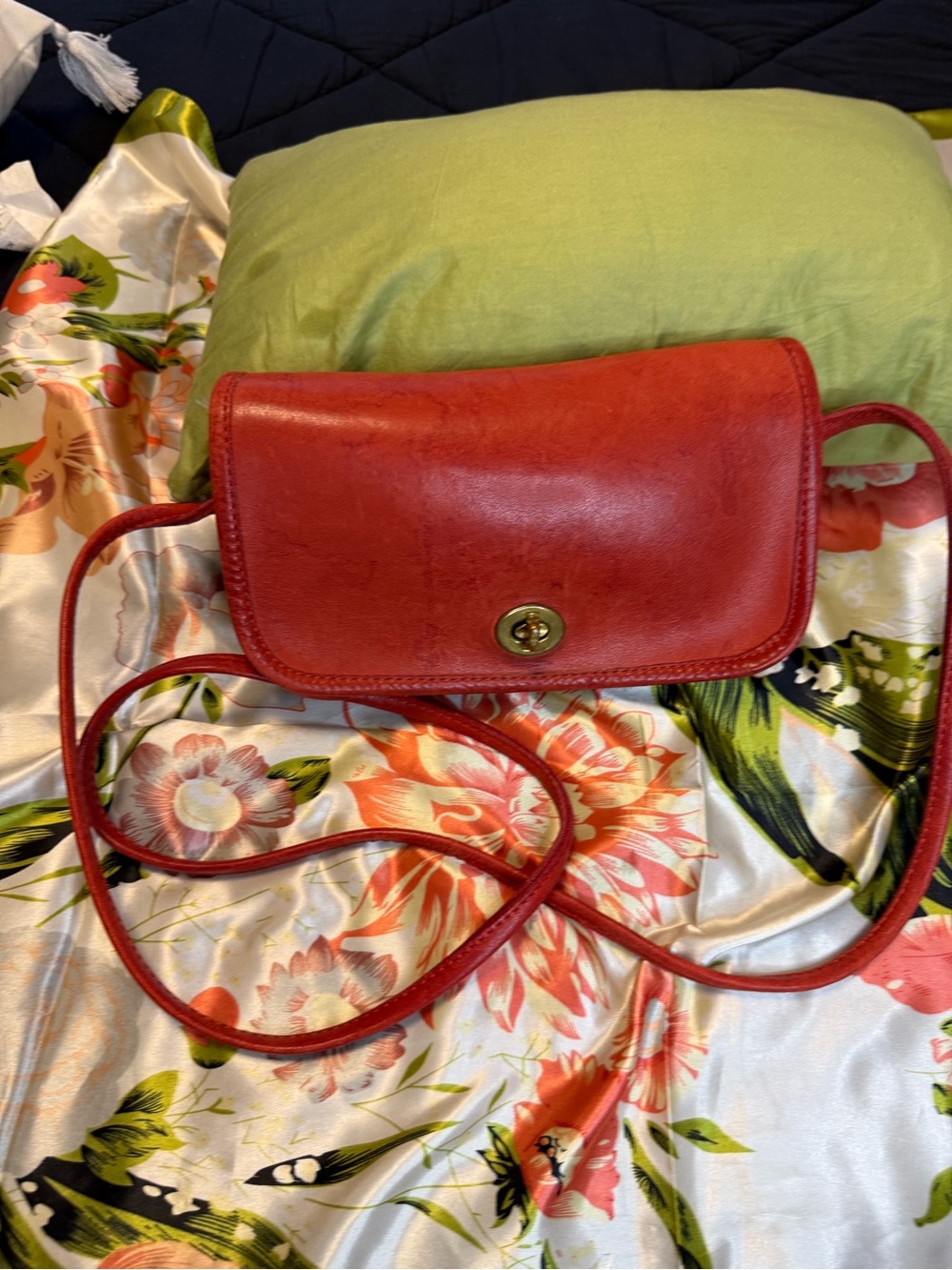 Coach Vintage Dinky Red Leather Crossbody Bag | Turnlock | NYC Made